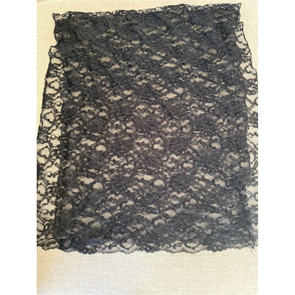 Macy's Black Floral Lace Overlay Panel shawl or scarf